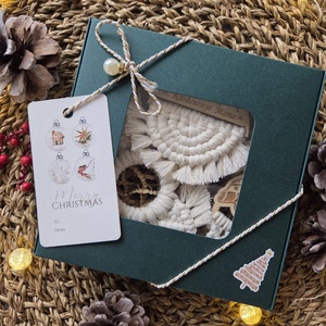 Karácsonyi makramé díszcsomag  - karácsony - karácsonyi lakásdekoráció - karácsonyfadíszek - Meska.hu