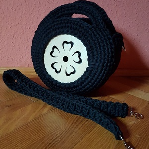 Horgolt táska fabetéttel, Táska & Tok, Kézitáska & válltáska, Kézitáska, Horgolás, MESKA