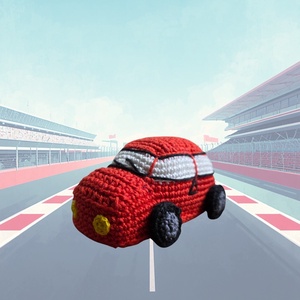 Kis piros horgolt autó - Meska.hu