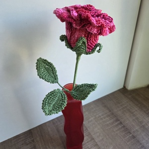 Rózsaszín örök horgolt rózsa, Otthon & Életmód, Virágdekoráció, Virágdíszek, Asztali virágdísz, Horgolás, MESKA