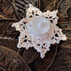 Horgolt mécsestartó - karácsony - adventi díszek - adventi asztaldísz - Meska.hu