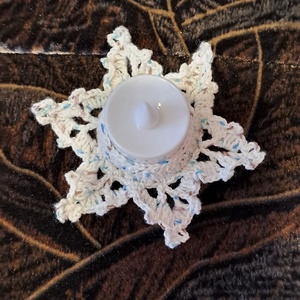 Horgolt mécsestartó  - karácsony - adventi díszek - adventi asztaldísz - Meska.hu