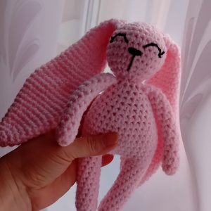 Rózsaszín hosszú fülű nyuszi, Játék & Sport, Plüssállat & Játékfigura, Nyuszi, Horgolás, MESKA