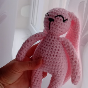 Rózsaszín hosszú fülű nyuszi - játék & sport - plüssállat & játékfigura - nyuszi - Meska.hu