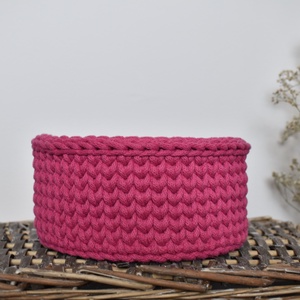 Horgolt kosár - fukszia és lila  - táska & tok - kosár - Meska.hu