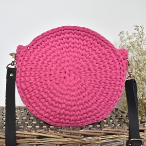 Horgolt táska - nagy - fukszia , Táska & Tok, Kézitáska & válltáska, Válltáska, Horgolás, MESKA