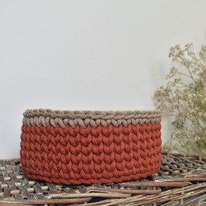 Horgolt kosár - réz , Otthon & Életmód, Tárolás & Rendszerezés, Tárolókosár, Horgolás, MESKA