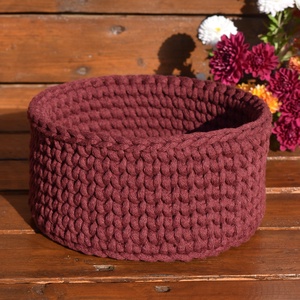 Horgolt kosár - bordó - Meska.hu