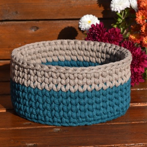 Horgolt kosár - tengerkék  - Meska.hu