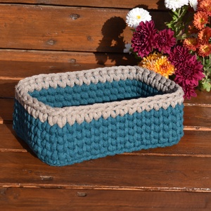 Horgolt mini kosár - tengerkék - Meska.hu