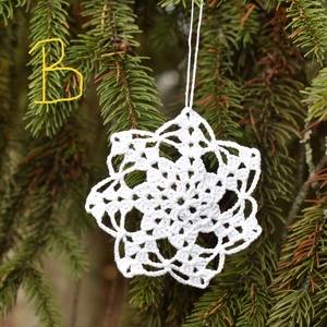 Horgolt hópehely - karácsonyfadísz  - karácsony - karácsonyi lakásdekoráció - karácsonyfadíszek - Meska.hu