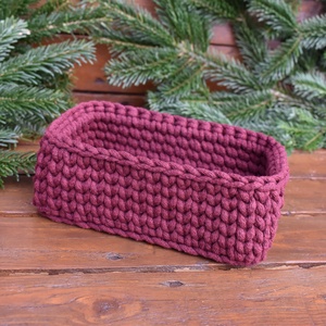 Horgolt mini kosár - bordó, Otthon & Életmód, Tárolás & Rendszerezés, Tárolókosár, Horgolás, MESKA