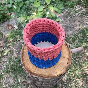 Horgolt ceruzatartó (kék-flamingó) - otthon & életmód - papír, írószer - tolltartó & ceruzatekercs - Meska.hu