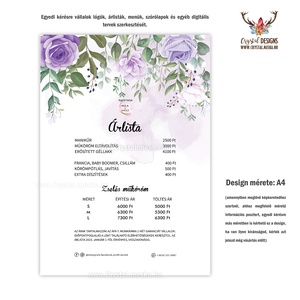 Digitális árlista PDF, JPEG, A4 design szerkesztés, Manikűr Árlista, Műkörmös Árlista, Egyedi digitális tervezés - művészet - grafika & illusztráció - digitális - Meska.hu