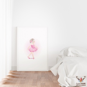 Balerina Digitális Poszter, gyerekszoba dekoráció, lány szoba digitális kép, nyomtatható PDF, JPEG, Művészet, Grafika & Illusztráció, Digitális, Fotó, grafika, rajz, illusztráció, MESKA