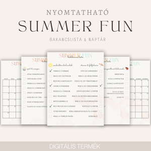 SUMMER FUN nyári bakancslista és naptár felnőtteknek - Nyomtatható, Digitális termék , Otthon & Életmód, Papír, írószer, Naptár & Tervező, Mindenmás, MESKA