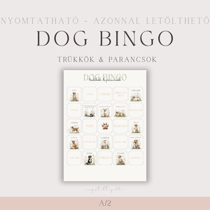 DOG BINGO trükkök és parancsok, interaktív tanulás kutyáknak és gazdiknak - Nyomtatható, Digitális termék - játék & sport - táblajáték és kártyajáték - bingó - Meska.hu