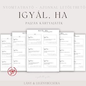 IGYÁL, HA - Pajzán Kártyajáték lány-vagy legénybúcsúra - Nyomtatható, Digitális termék - Meska.hu
