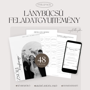 Minimalista Lánybúcsú feladatgyűjtemény - ULTIMATE FULLPACK - 48 oldalas nyomtatható PDF - Személyre szabott - Meska.hu