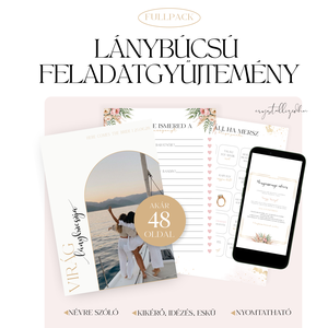 Lánybúcsú feladatgyűjtemény - ULTIMATE FULLPACK - 48 oldalas nyomtatható PDF - Személyre szabott, Esküvő, Lánybúcsú, Fotó, grafika, rajz, illusztráció, MESKA