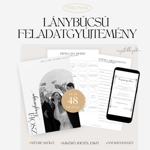 Minimalista Lánybúcsú feladatgyűjtemény - ULTIMATE FULLPACK - 48 oldalas nyomtatható PDF - Személyre szabott - Meska.hu