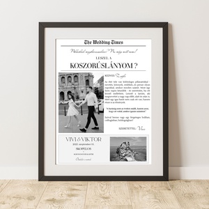 Minimalista, vintage újság stílusú prémium ESKÜVŐI FELKÉRŐ - Tanú, koszorúslány, násznagy vagy más fontos szerepekre - Meska.hu