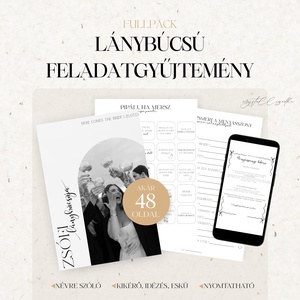 Minimalista Lánybúcsú feladatgyűjtemény - ULTIMATE FULLPACK - 48 oldalas nyomtatható PDF - Személyre szabott - Meska.hu