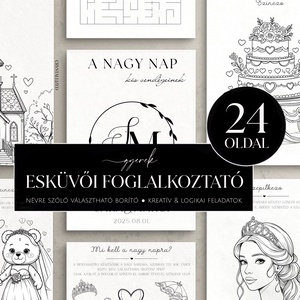 A NAGY NAP KIS VENDÉGEINEK - Esküvői foglalkoztató füzet gyerekeknek - Személyre szabott, 24 oldalas nyomtatható PDF  - Meska.hu