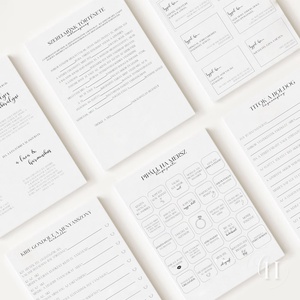 Lánybúcsú feladatgyűjtemény - ULTIMATE FULLPACK - 48 oldalas nyomtatható PDF - Személyre szabott, minimalista dizájn - esküvő - lánybúcsú - Meska.hu