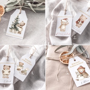 Macis karácsonyi ajándékkísérő kártya - 8 darab ajándékátadó címke - Személyre szabott, ünnepi dizájn - Nyomtatható PDF - karácsony - karácsonyi ajándékozás - karácsonyi képeslap, üdvözlőlap, ajándékkísérő - Meska.hu