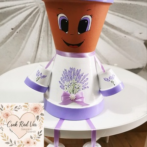 Levendulás cserépbaba, Otthon & Életmód, Dekoráció, Virágdísz és tartó, Cserép & Kaspó, Festészet, Mindenmás, MESKA