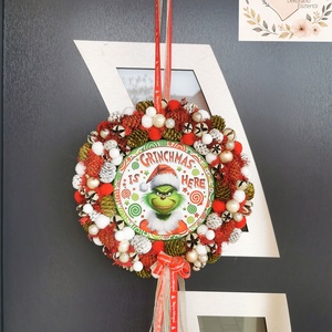 Grincs kopogtató-ajtódísz  - karácsony - karácsonyi lakásdekoráció - karácsonyi ajtódíszek - Meska.hu