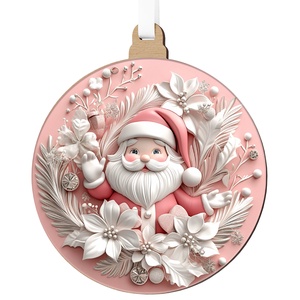 Rózsaszín karácsonyfadísz kedves Mikulás figurával - karácsony - mikulás - mikulás beltéri dekoráció - Meska.hu