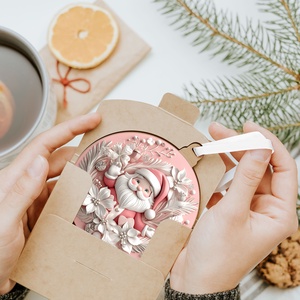 Rózsaszín karácsonyfadísz kedves Mikulás figurával - karácsony - mikulás - mikulás beltéri dekoráció - Meska.hu