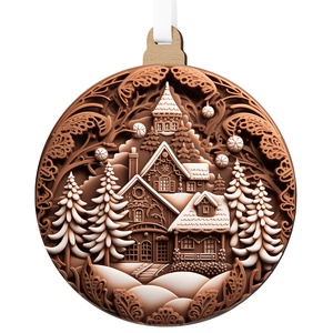 Mézeskalács hangulatú téli falucska karácsonyfadísz - karácsony - karácsonyi lakásdekoráció - karácsonyfadíszek - Meska.hu