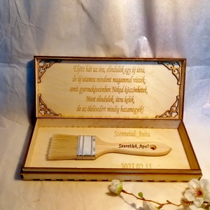 Szülőköszöntő ecset fa dobozban Édesapáknak és Nagyapáknak - esküvő - emlék & ajándék - szülőköszöntő ajándék - Meska.hu