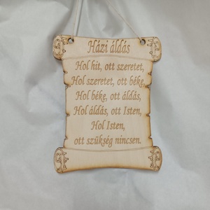 Házi áldás tábla, Otthon & Életmód, Dekoráció, Kép & Falikép, Táblakép, Famegmunkálás, Gravírozás, pirográfia, MESKA