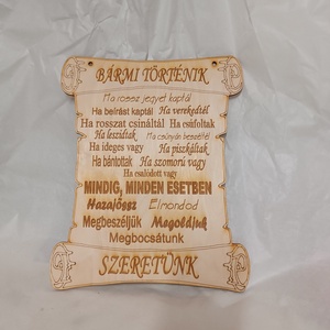 Bármi történik tábla, Otthon & Életmód, Dekoráció, Kép & Falikép, Táblakép, Famegmunkálás, Gravírozás, pirográfia, MESKA