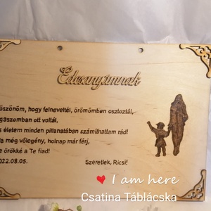 Pirográf sziluett fali fa tábla Édesanyáknak - esküvő - emlék & ajándék - szülőköszöntő ajándék - Meska.hu