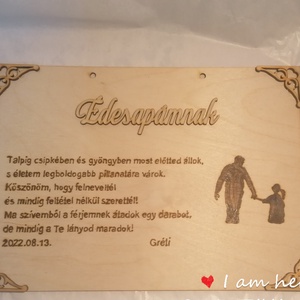 Pirográf sziluett fali fa tábla Édesapáknak - esküvő - emlék & ajándék - szülőköszöntő ajándék - Meska.hu