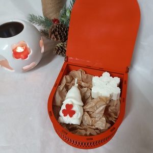 Gyertya csomag festett fa díszdobozban (több színben és illatban) - karácsony - karácsonyi lakásdekoráció - karácsonyi illatgyertya, mécses - Meska.hu