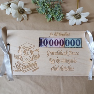 Pénzátadó lap ballagási, diplomaosztó bagoly, Otthon & Életmód, Papír, írószer, Ajándékozás kellékei, Pénzátadó doboz, Famegmunkálás, Gravírozás, pirográfia, MESKA