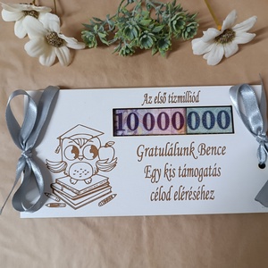 Pénzátadó lap ballagási, diplomaosztó bagoly fehér, Otthon & Életmód, Papír, írószer, Ajándékozás kellékei, Pénzátadó doboz, Famegmunkálás, Gravírozás, pirográfia, MESKA