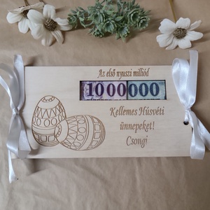 Pénzátadó lap húsvéti tojás, Otthon & Életmód, Papír, írószer, Ajándékozás kellékei, Pénzátadó doboz, Famegmunkálás, Gravírozás, pirográfia, MESKA
