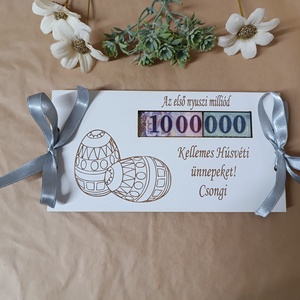 Pénzátadó lap húsvéti tojás fehér, Otthon & Életmód, Papír, írószer, Ajándékozás kellékei, Pénzátadó doboz, Famegmunkálás, Gravírozás, pirográfia, MESKA