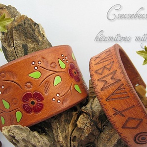 Bőr karkötők - ELMÚLIK - VIRÁGFŰZÉR -  - Meska.hu