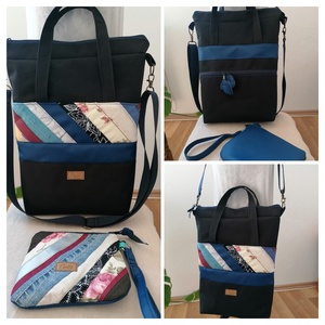 ,, Kék és csíkok  táska, laptop táska.  - táska & tok - kézitáska & válltáska - vállon átvethető táska - Meska.hu