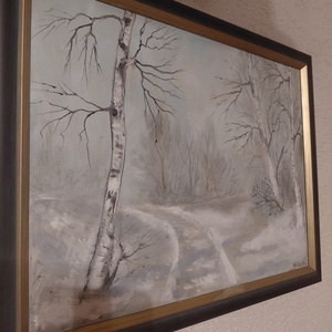 Téli csönd az erdőszélen 40x30 - művészet - festmény - olajfestmény - Meska.hu