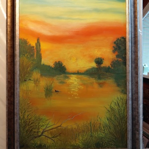 Alkony a víztükrön 70x50cm, Művészet, Festmény, Olajfestmény, , MESKA