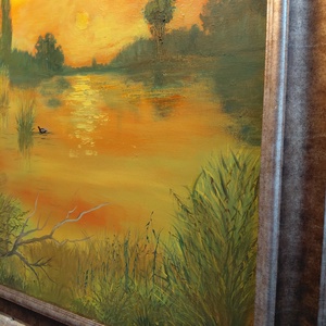 Alkony a víztükrön 70x50cm - művészet - festmény - olajfestmény - Meska.hu